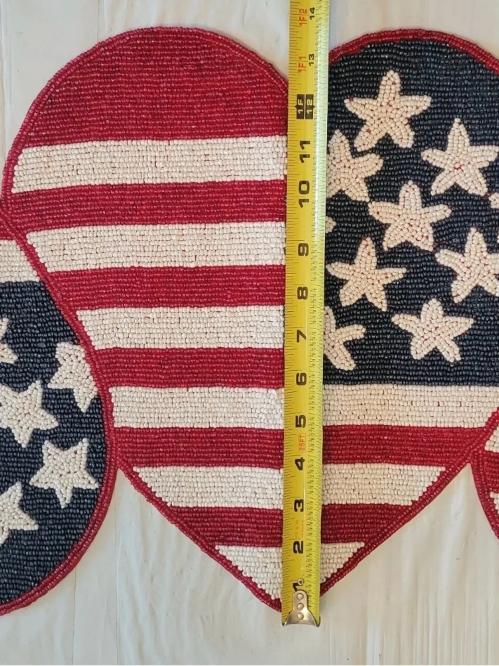 Patriotic Heart-Shaped Table Runner Accent - Red, White & Blue